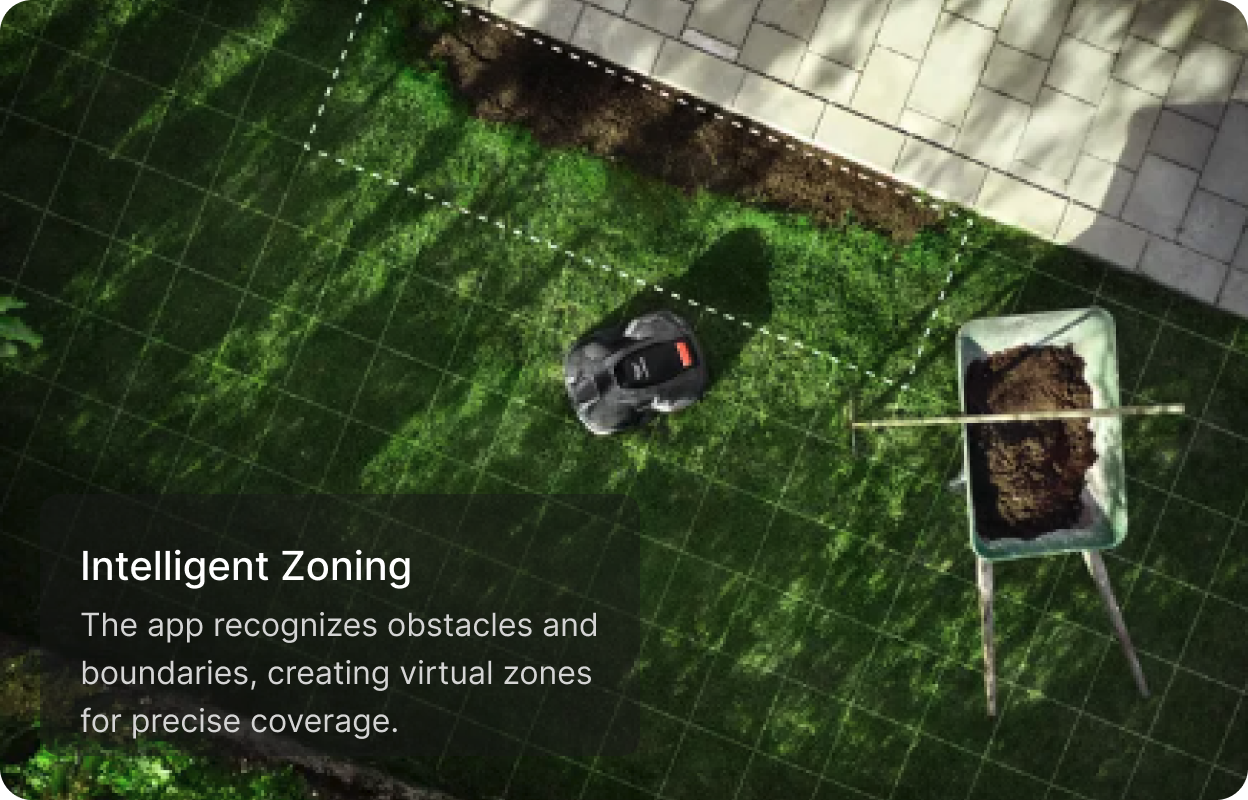 Intelligent Zoning — app recognises obstacles and creates virtual zones