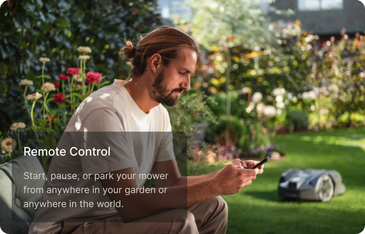 Remote Control — start, pause or park your mower from anywhere