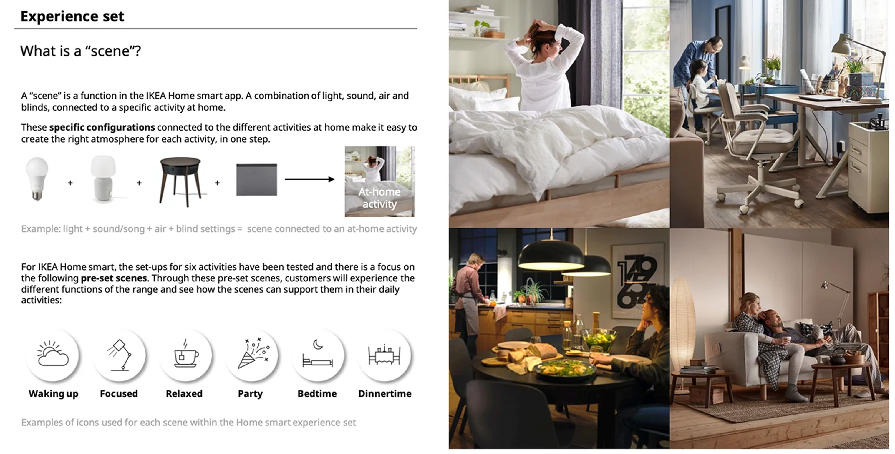 Experience set brief — scene definition & activity mapping