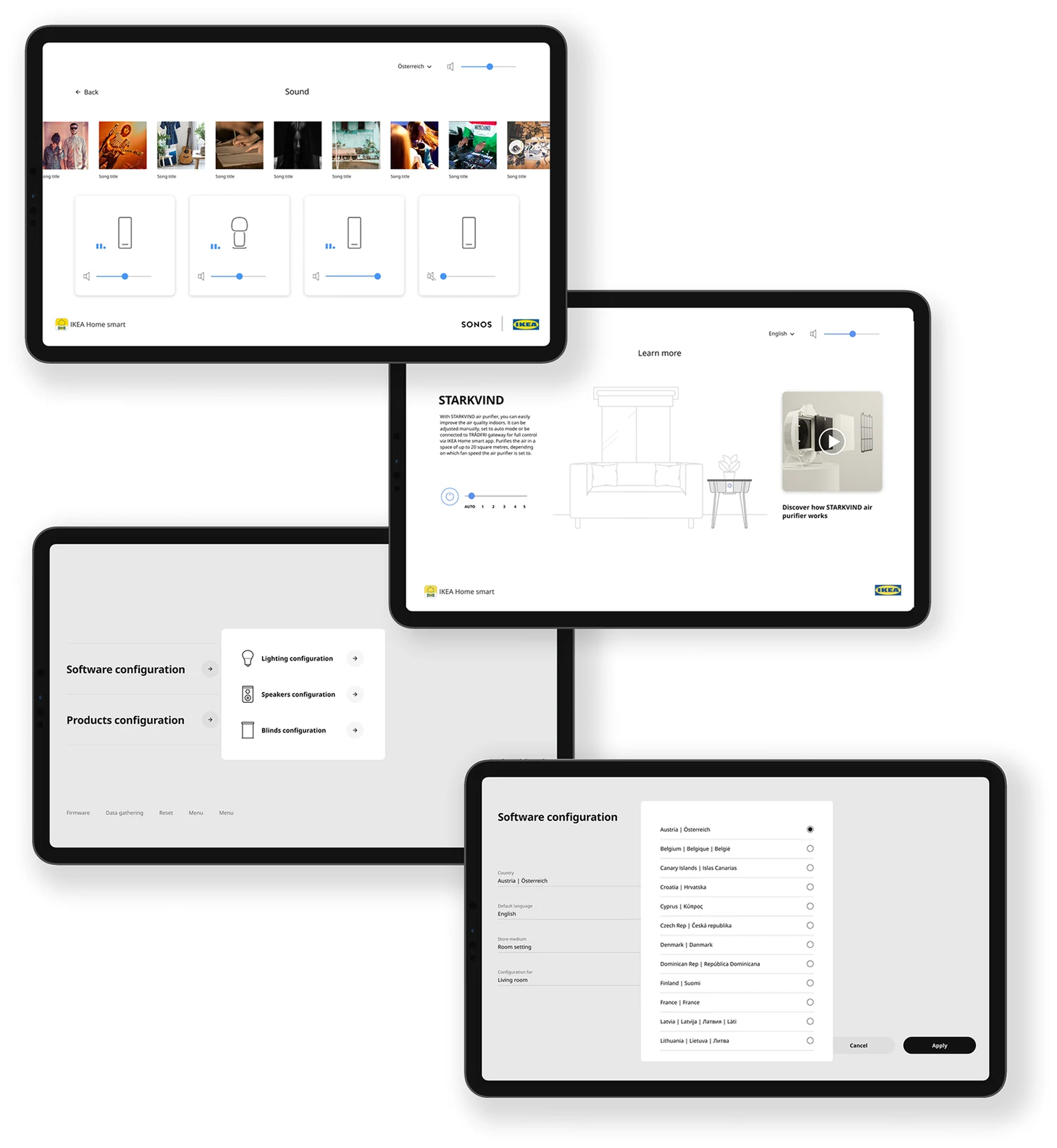 In-store kiosk UI — tablet interface screens