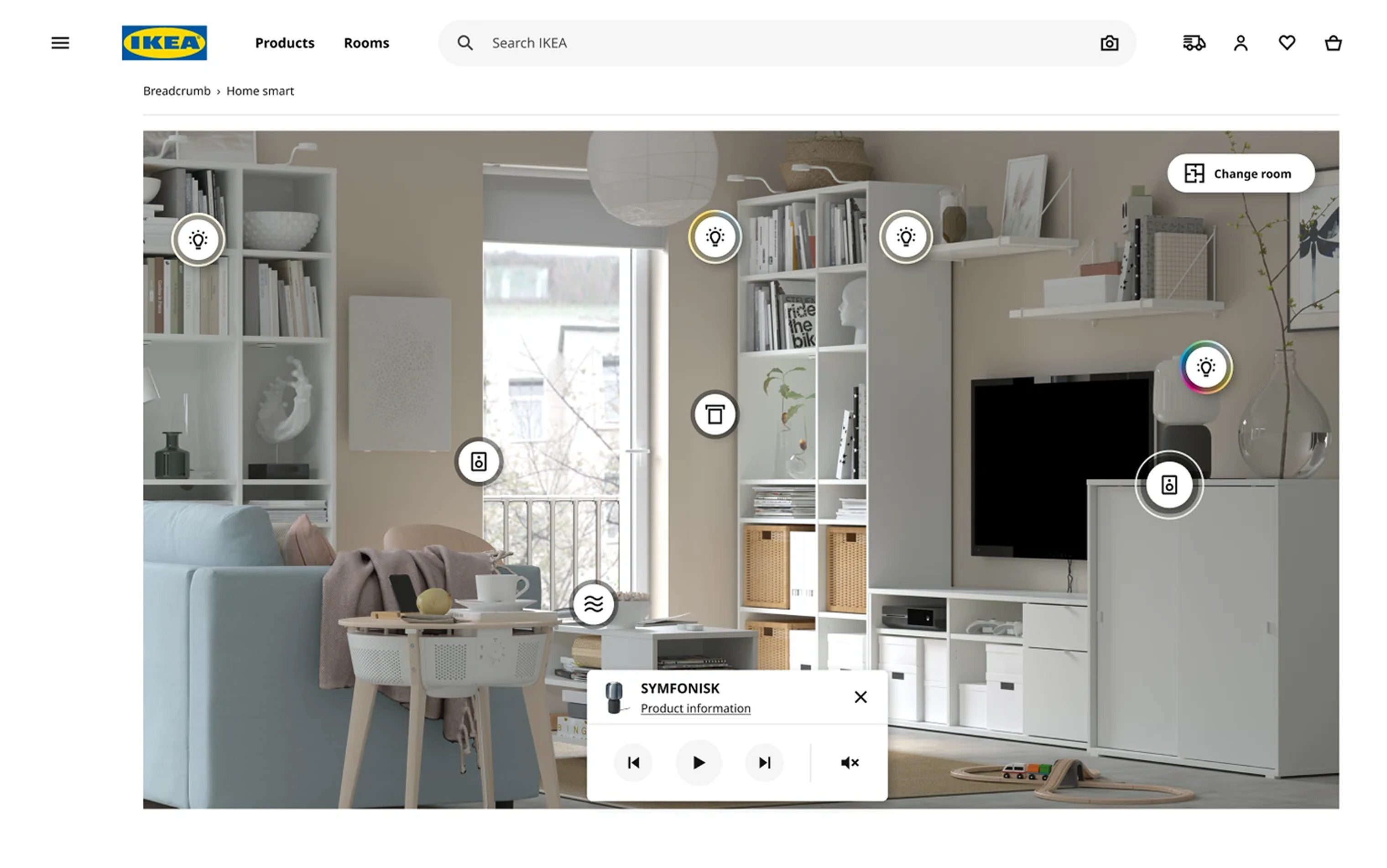 Room product controller — web UI